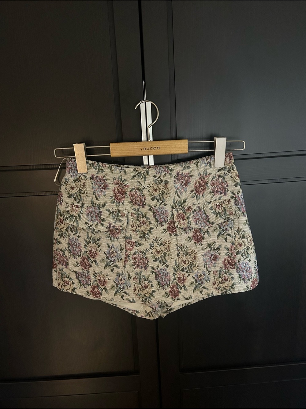 Altar'd State High-Waist Floral Jacquard Shorts - Cream with Pink and Green